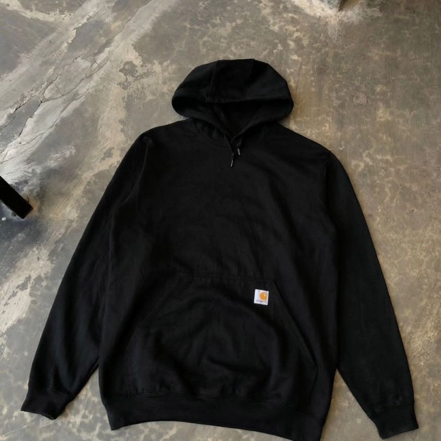 Carhartt Basic Black Hoodie Original Authentic 100 Size Medium Sweater Outerwear Jacket Baju Hangat Luaran Jaket Hitam Pakaian Atasan Like New Second