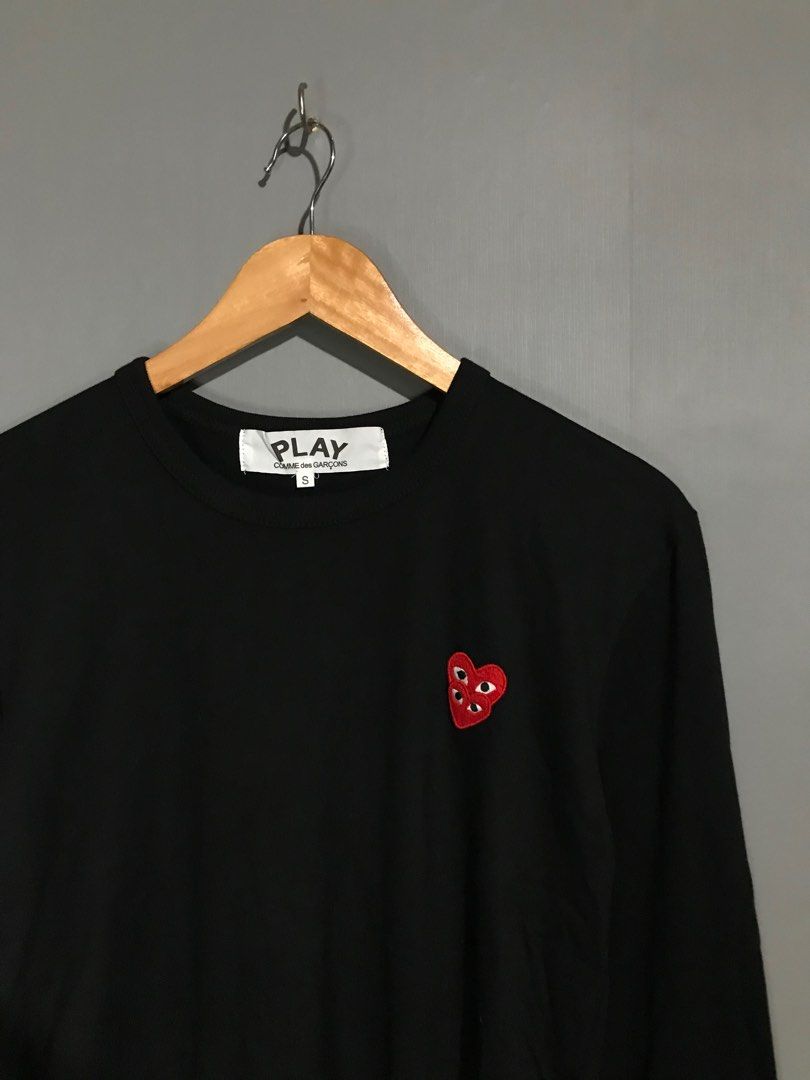CDG Play Double Heart Longsleeve Men s Fashion Tops Sets Tshirts Polo Shirts on Carousell