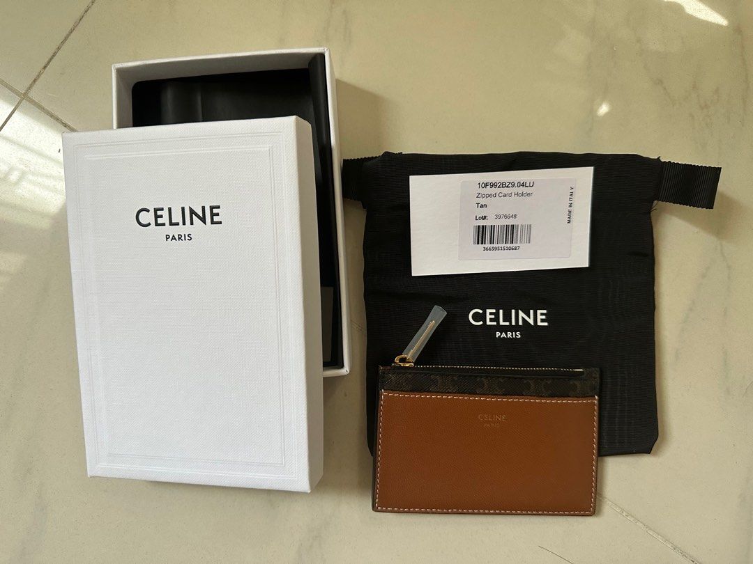 CELINE 10F992BZ9.04LU Card holder with zip Coin Pocket Triomphe