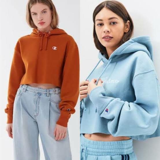 Orange cropped champion hoodie shop