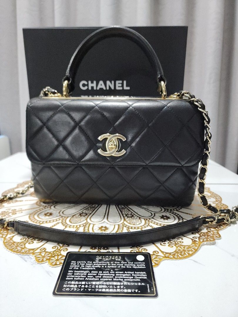 New Chanel Timeless Flap Top Handle Lambskin 23P Black / Pink Lghw, Luxury,  Bags & Wallets on Carousell