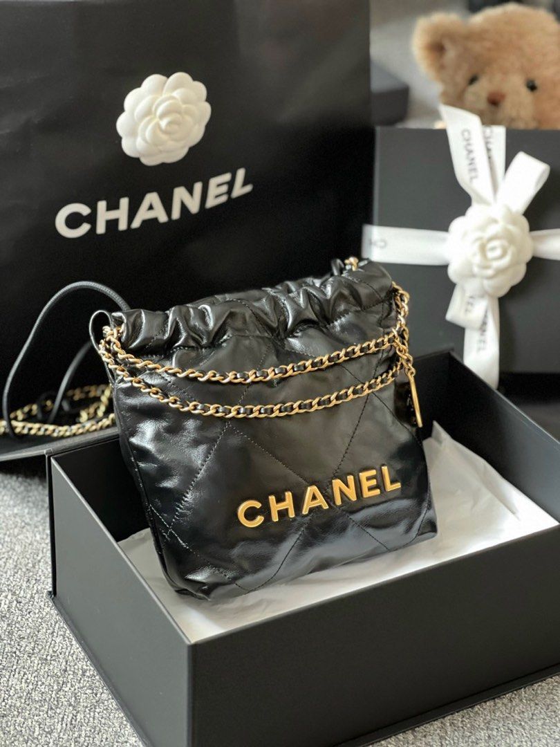 ❗Chanel Hobo Mini C22 Black Calfskin Ghw, Luxury, Bags & Wallets on  Carousell
