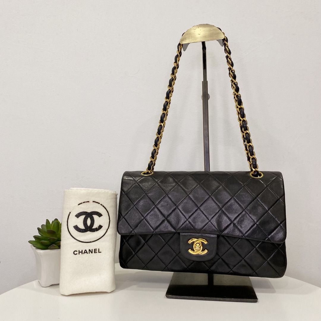 Chanel Vintage Classic Double Flap Bag Quilted Lambskin Small