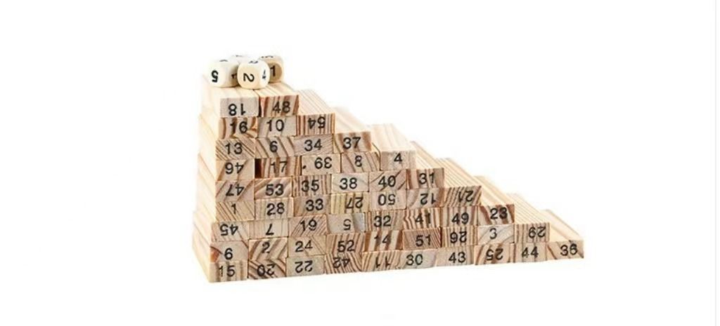 How to play numbered jenga with 4 dice, stack high