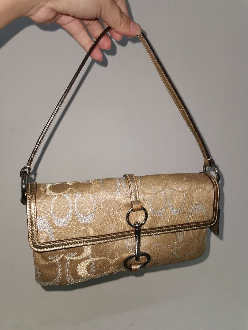 Coach Gold Lurex Evening Clutch Purse Luxury Bags Wallets on
