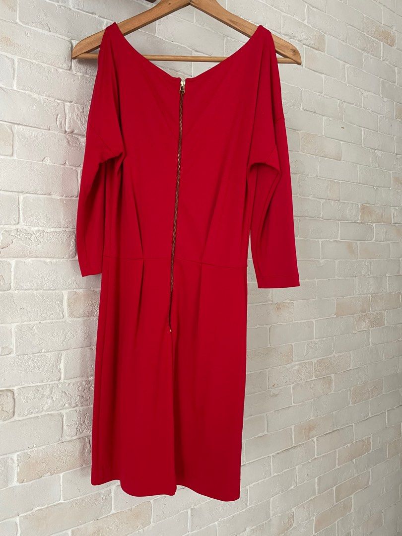 Red cold shoulder dress outlet