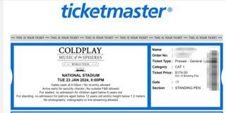 Coldplay concert tickets