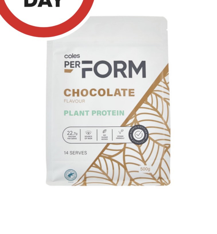 Coles Perform Plant protein powder 500g, 嘢食 & 嘢飲, 其他食物及飲料 Carousell