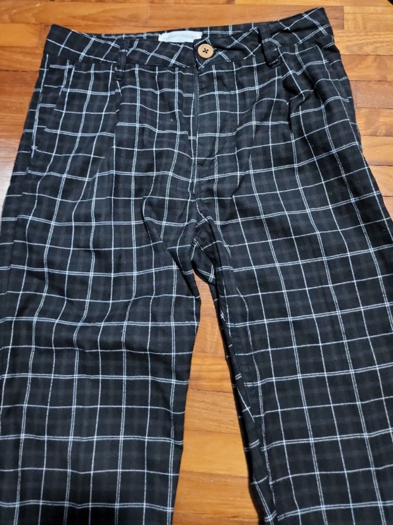 Checkered pants cotton on sale on