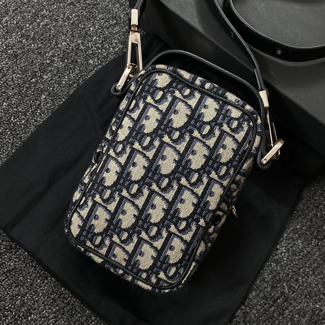 Dior Zip Around Crossbody Pouch Oblique Canvas Mini Phone Bag