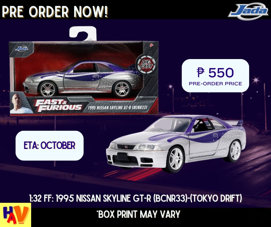 Fast and furious diecast cars for pre order eta october 2023 (JADA