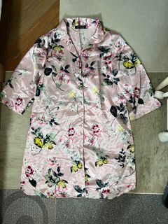 Floral silk pajama nightgown