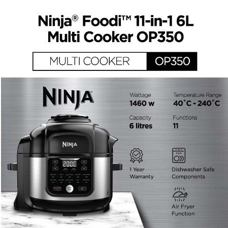 Foodi 11 in 1 Multicooker Pressure Cooker Air Fryer in one pot OP350