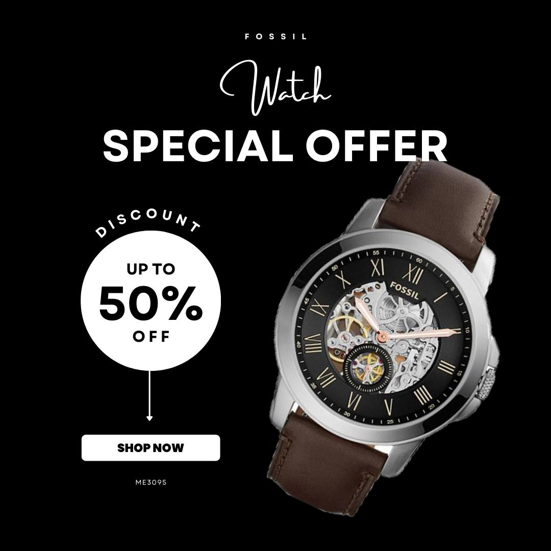 Free Shipping Fossil Automatic Men s Watch Grant ME3095 Jam
