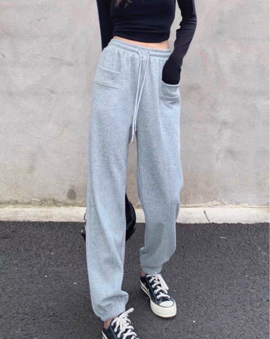 Grey Jogger Comfy Jogger Pants Trousers Women s Fashion Bottoms Jeans Leggings on Carousell