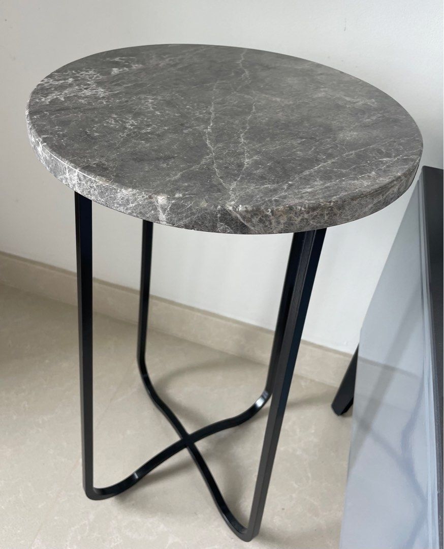 Grey Marble Side Table, Furniture & Home Living, Furniture, Tables