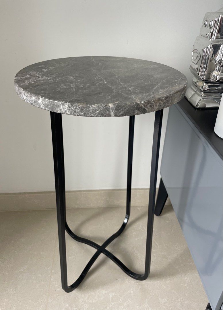 Grey Marble Side Table, Furniture & Home Living, Furniture, Tables