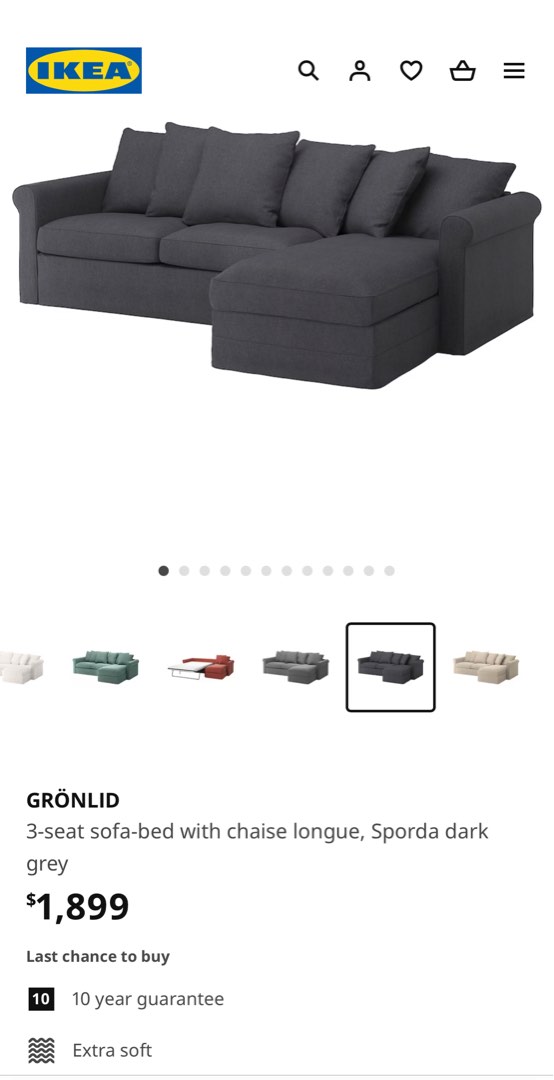 Gronlid IKEA sofa, Furniture & Home Living, Furniture, Sofas on Carousell