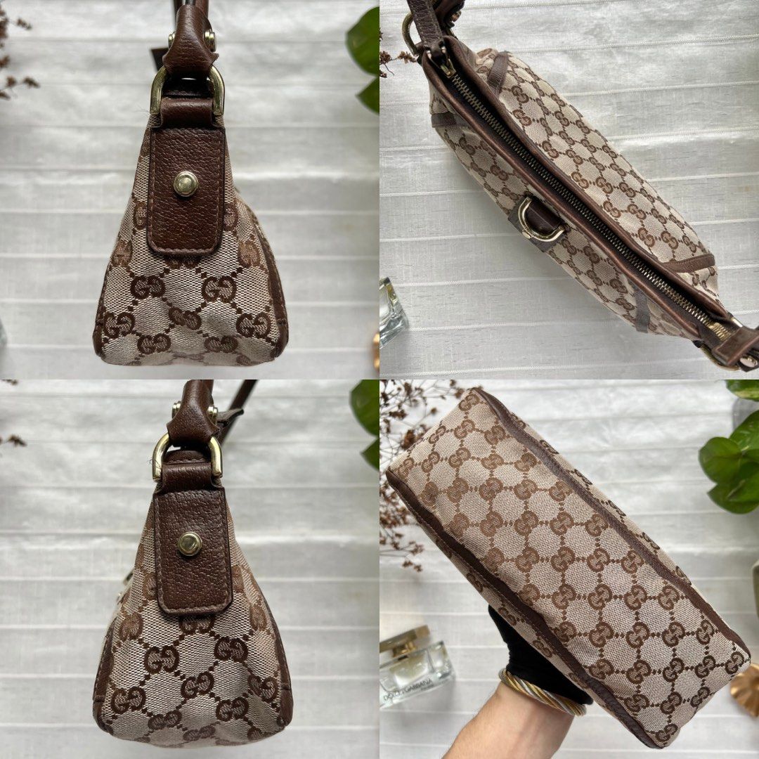 Gucci Vintage Monogram Pochette Flap Shoulder Bag Brown