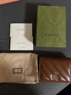 Gucci GG Marmont Card Case Money Clip Black Leather Gold W10cm x H7cm  Authentic