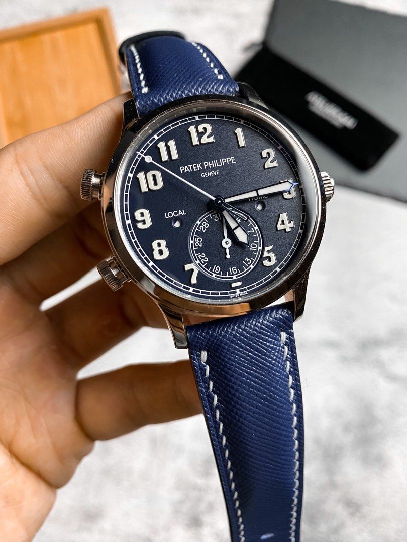 Handmade Navy Saffiano Calf Leather Watch Strap for Patek Philippe Travel Time 5524G Luxury Watches on Carousell