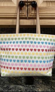 Hearts Canvas Shoulder Tote Bag - Rare!Dooney & Bourke Vintage Multi Color Hearts Canvas Shoulder Tote Bag - Rare!