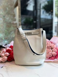 Hermes 26cm Mykonos Togo Leather Palladium Plated So Kelly Bag