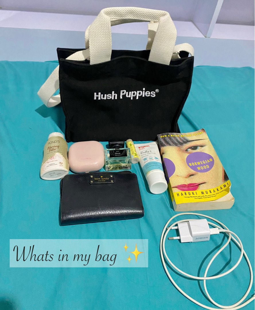 Hush Puppies Canvas Tote Bag Black S, Fesyen Wanita, Tas & Dompet di
