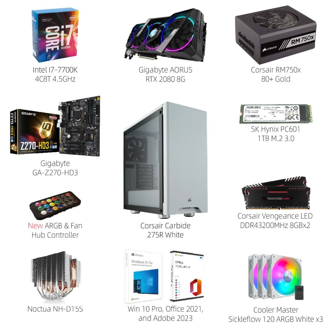 💻電腦【i7 7700K|RTX 2080|16GB RAM|1TB M.2】2K Gaming PC ATX