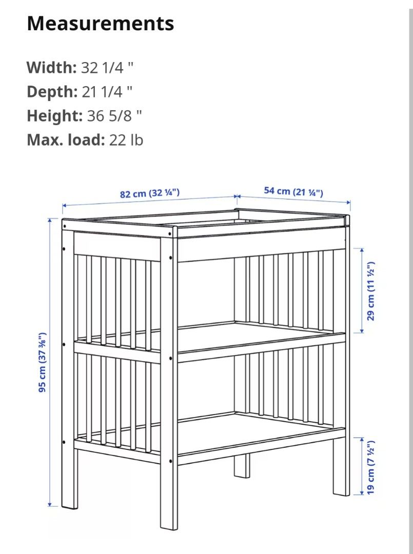 Size of changing table online