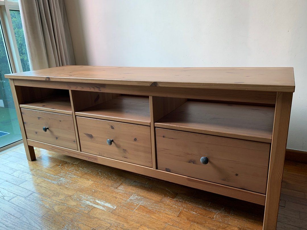 Hemnes tv bench light brown top