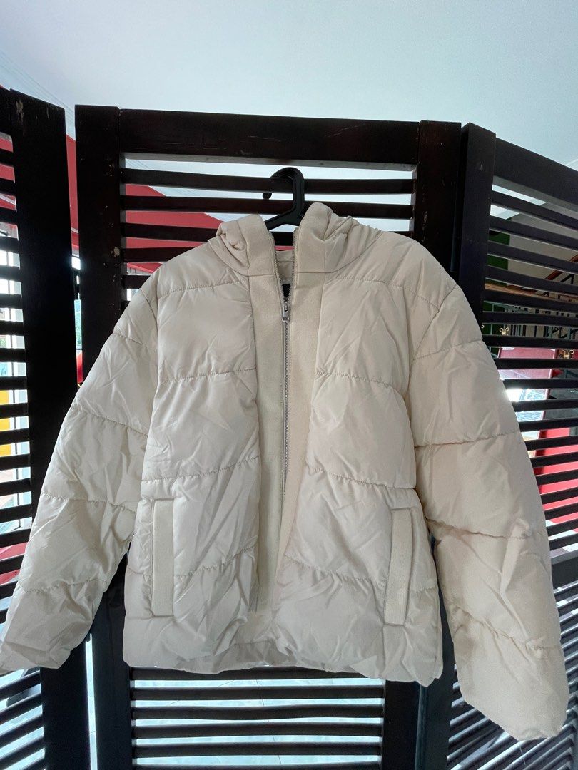JAJU hooded quilt jacket light beige