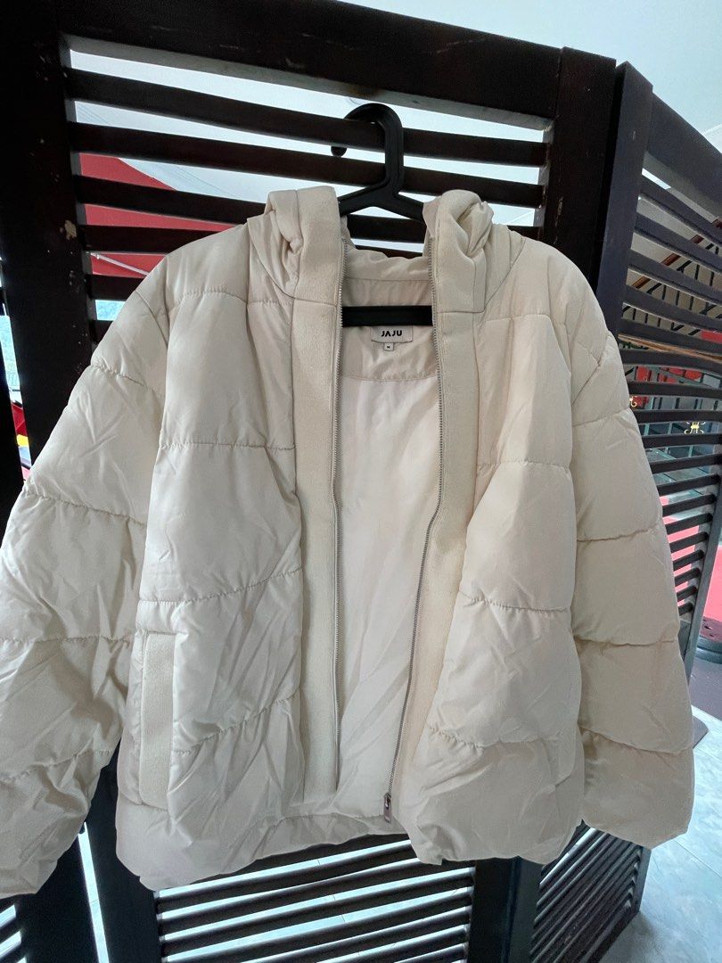 JAJU hooded quilt jacket light beige