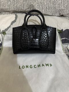 Longchamp Roseau Mini Croc Top Handle Bag