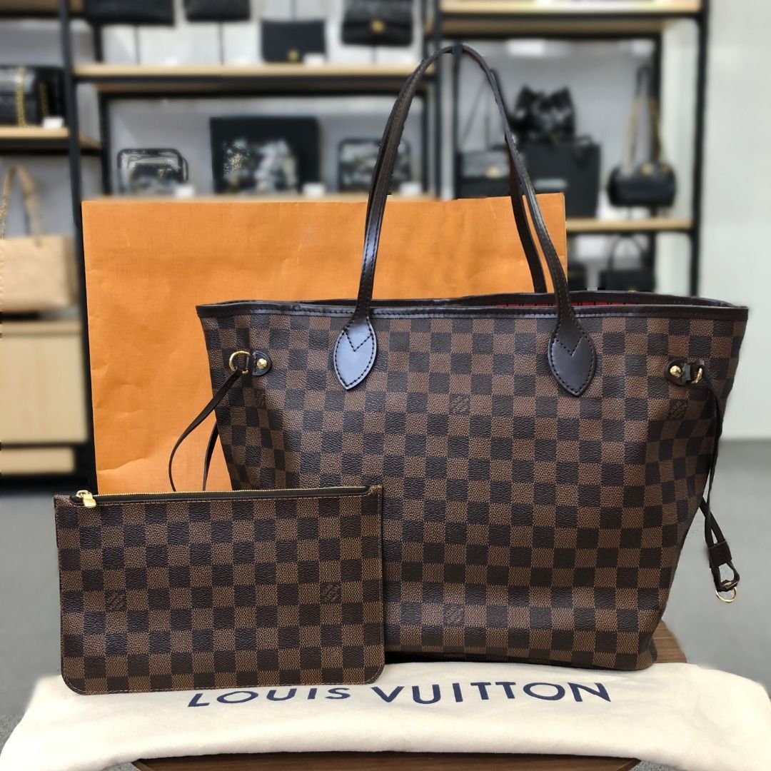 Louis vuitton tote deals with red lining
