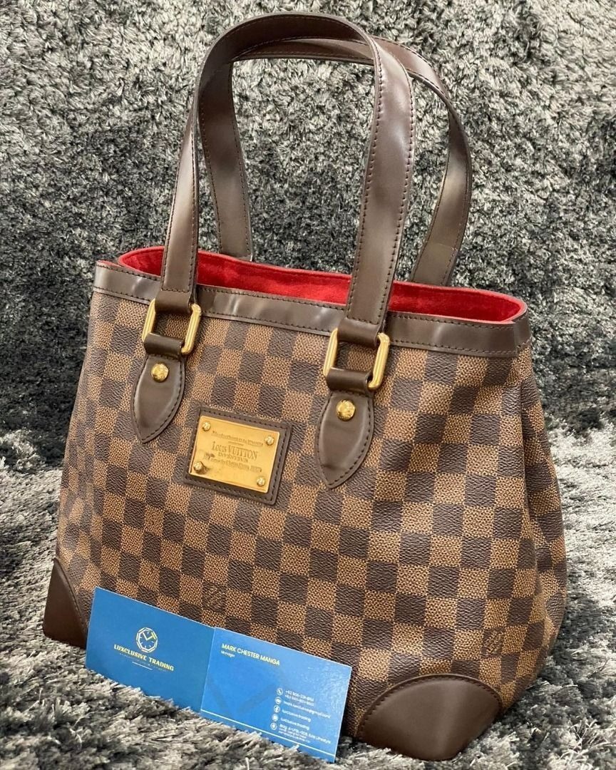 Authenticated Used Louis Vuitton Damier Hampstead MM Handbag Tote Bag  N51204 Brown Ebene PVC Leather Women's LOUIS VUITTON 