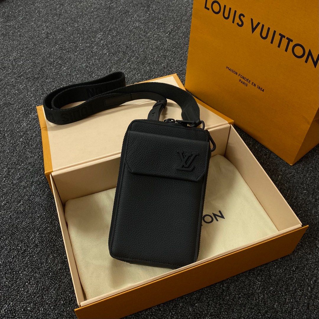 Louis Vuitton Lv Aerogram Phone Pouch Crossbody Black Leather bag