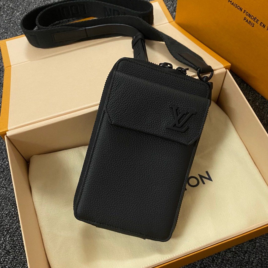 Louis Vuitton Lv Aerogram Phone Pouch Crossbody Black Leather bag
