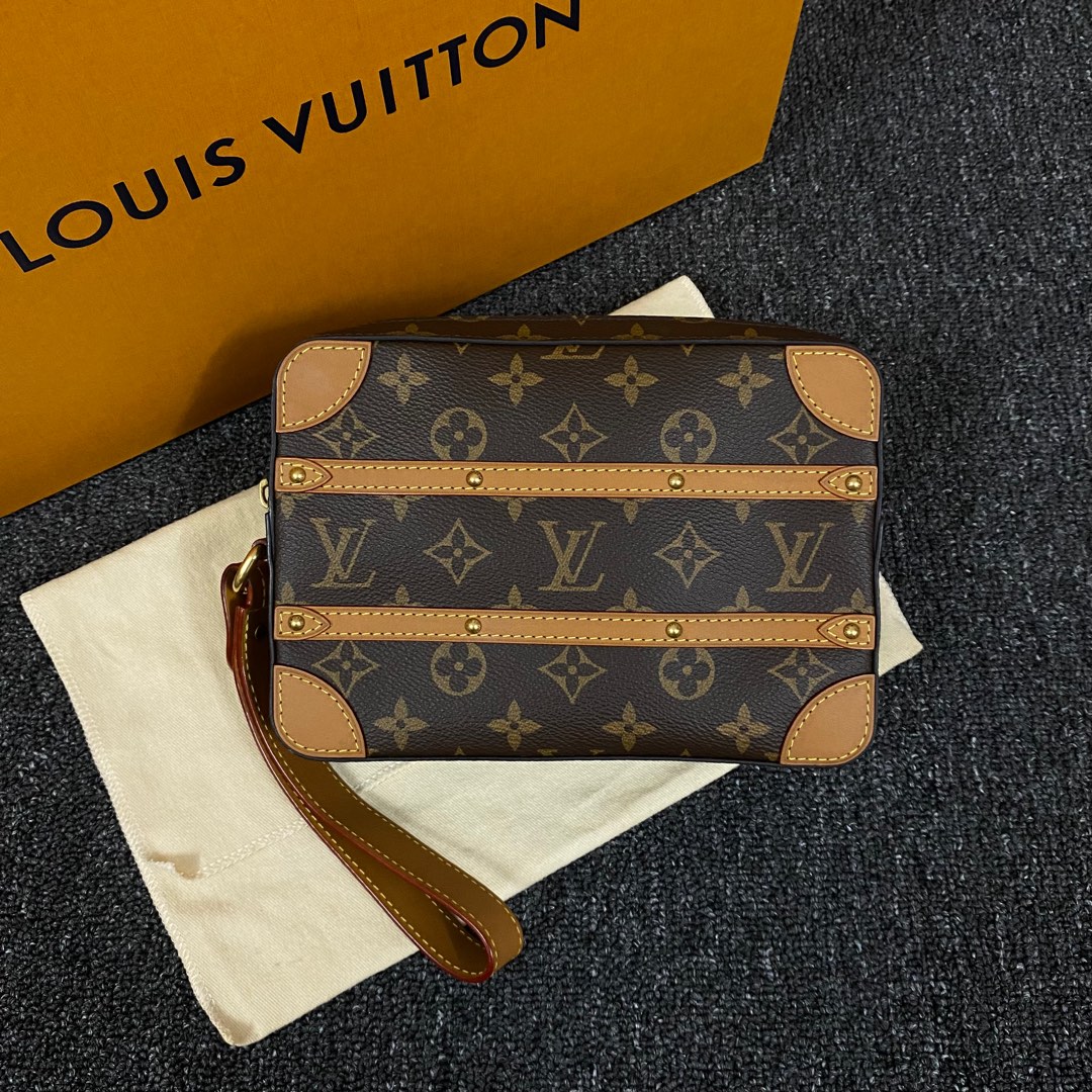 Louis Vuitton Soft Trunk Wallet Taiga Leather with Monogram Canvas