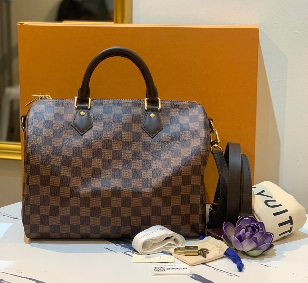 LV Speedy 30 White Damier Handbag, Luxury, Bags & Wallets on Carousell