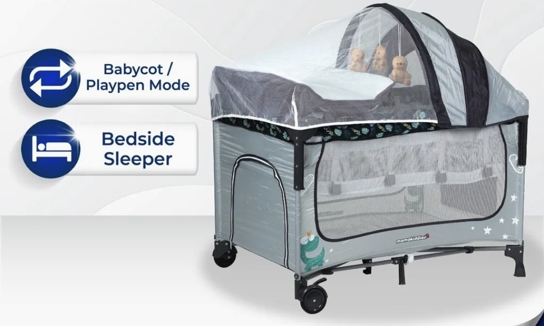 Mamakiddies Baby Cot 2 Level Portable with side slide door, Babies