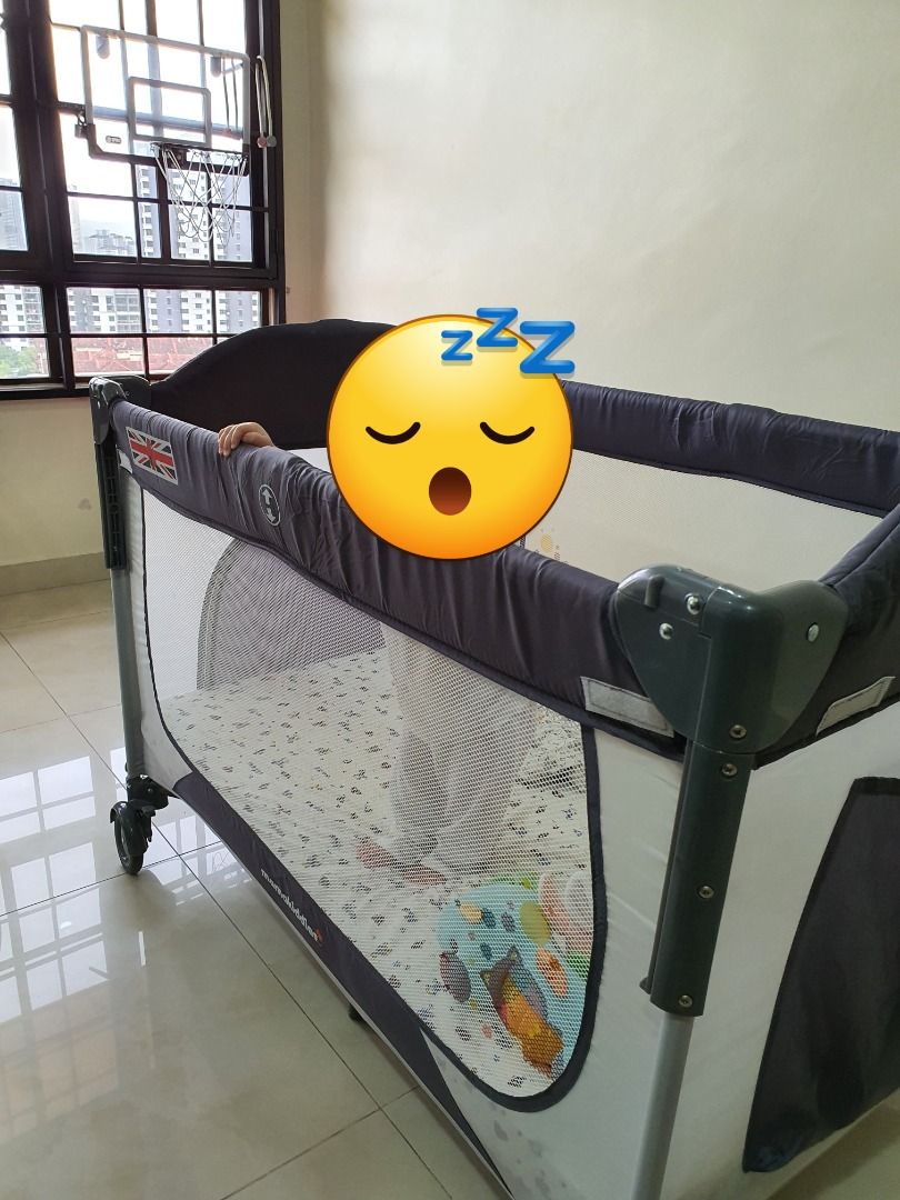 Mamakiddies Baby Cot 2 Level Portable with side slide door, Babies