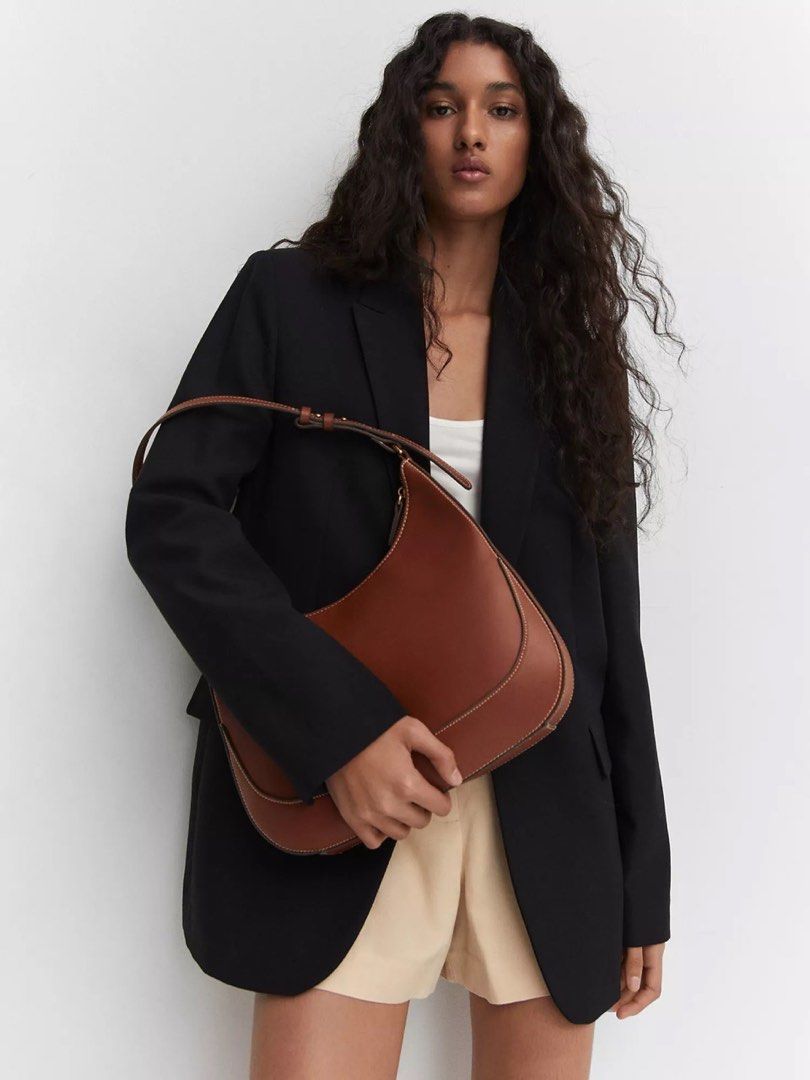 Mango Oval Short Handle Bag in Brown