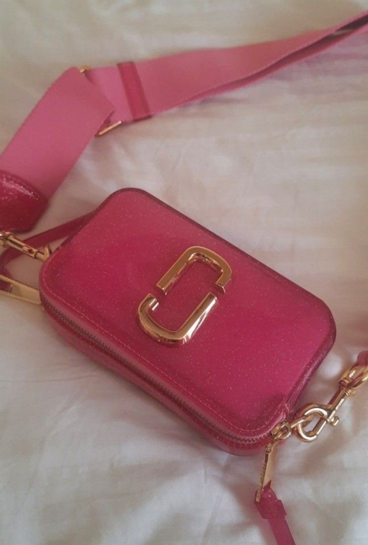 Pink Marc Jacobs Sparkle Jelly Snapshot Bag ASO Emily in Paris