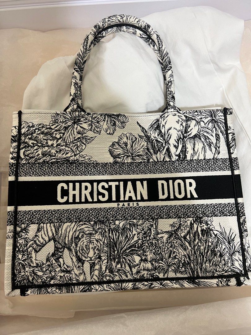 Mini Dior Book Tote Phone Bag White and Black Toile de Jouy Voyage