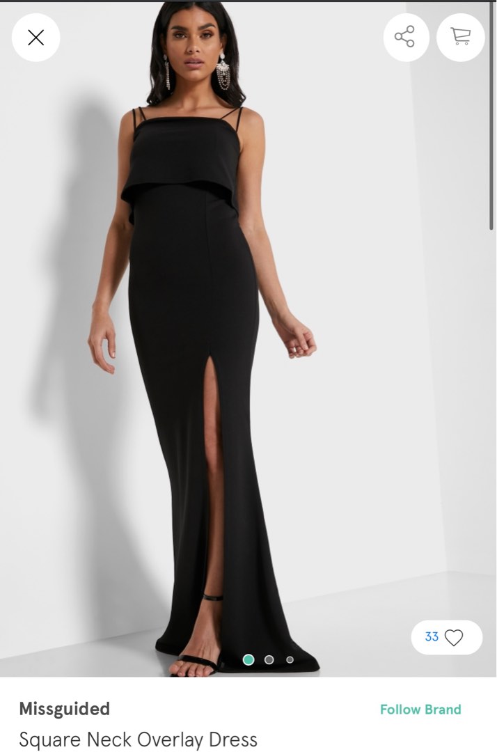 Missguided Square Neck Overlay Dress, Women's Fashion, Dresses & Sets,  Evening dresses & gowns on Carousell
