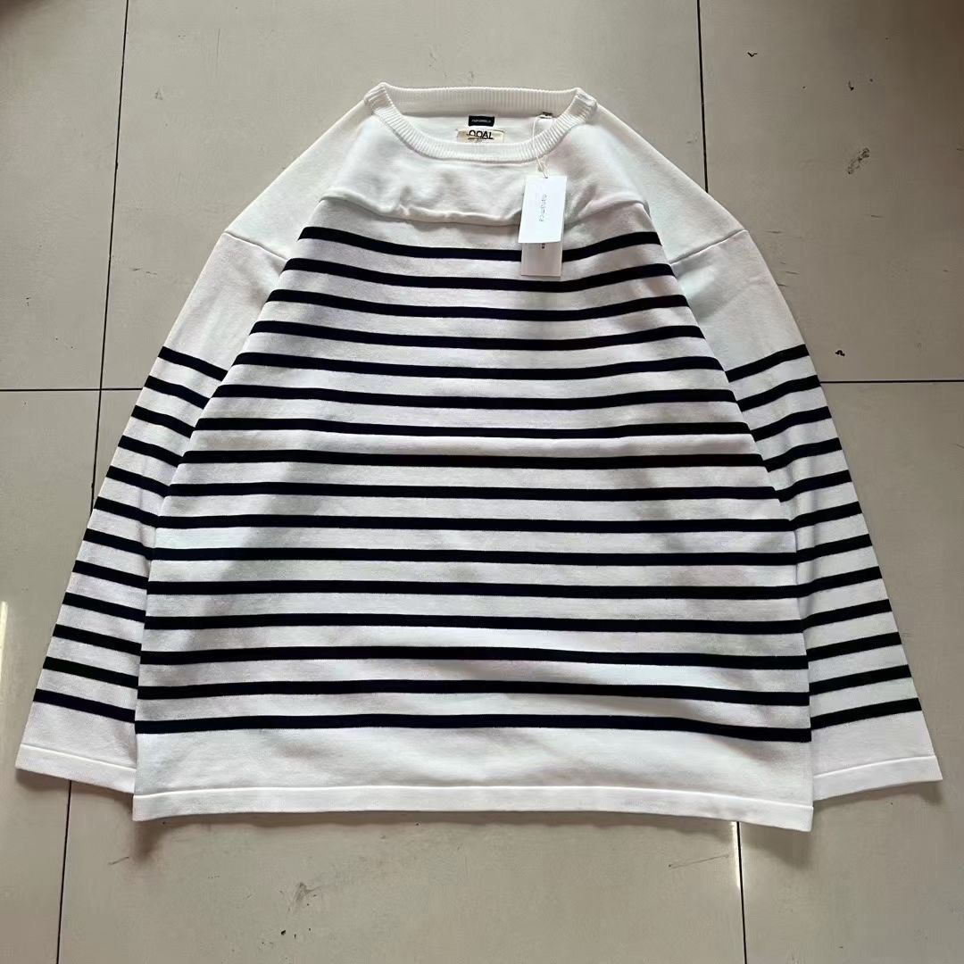 nanamica Paper Knit Stripe Crew, 男裝, 上身及套裝, 衛衣- Carousell