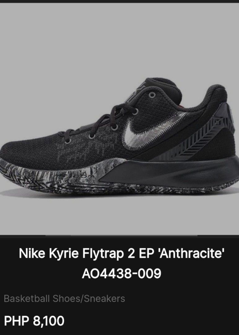 Nike Kyrie Flytrap 2 EP 'Anthracite' (Category: Sneakers) located in Quezon City. Submitted by frostize (Listing ID 1254581595, Image 1). Description: super nice pa nito in actual. Men's 10.5 slightly negotiable.