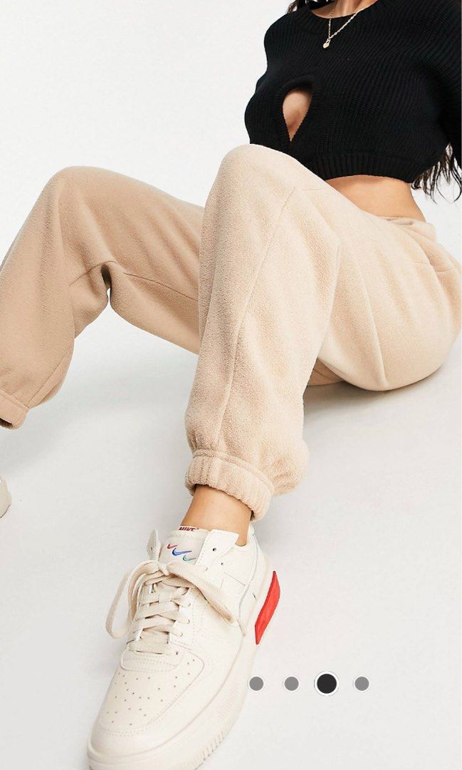 nike mini swoosh high rise plush joggers