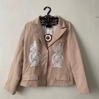 Nude Coat with Skirt Set